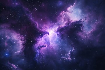 Generative AI Image of Majestic Fantastic Purple Dark Nebula Clouds with Star Spark Wallpaper