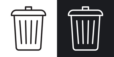 Garbage vector icon set in black and white color.