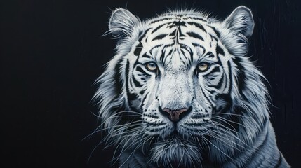 White Tiger portrait on dark background