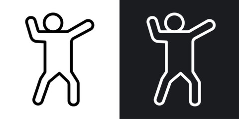 Kung fu vector icon set in black and white color.