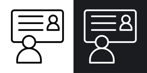 Online coaching vector icon set in black and white color.