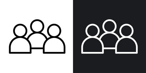 People vector icon set in black and white color.