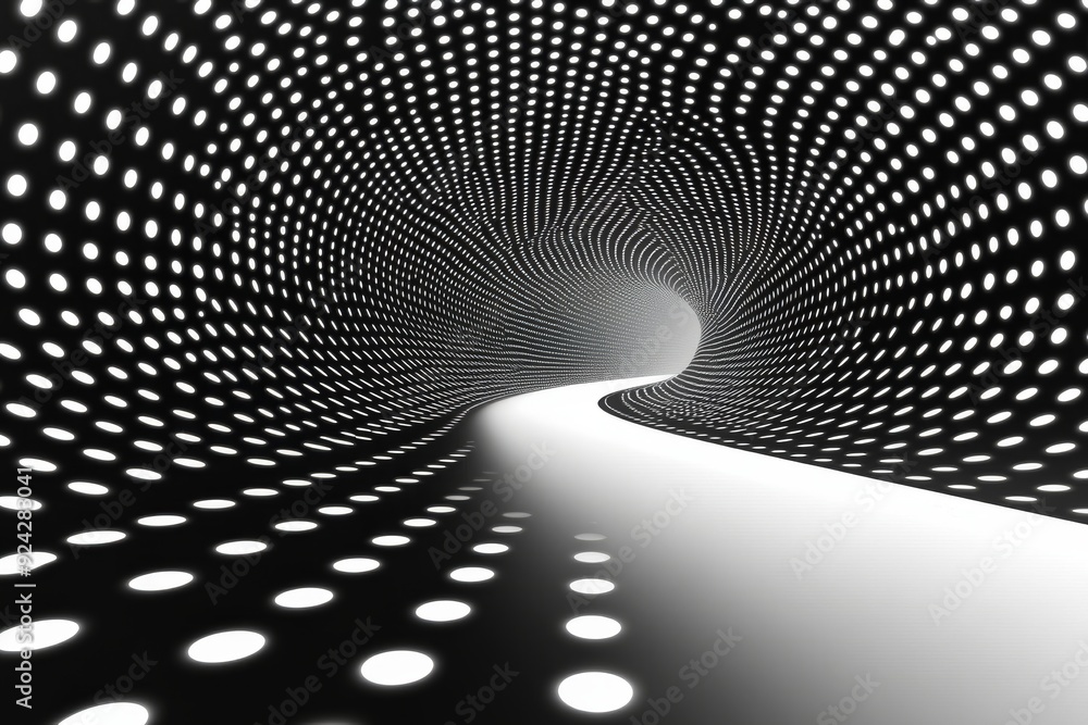 Poster optical illusion of endless dots showcasing abstract concepts and perceptual challenges in design