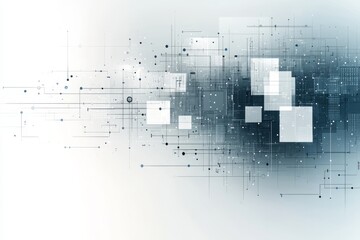 Digital network nodes connecting on a white background illustrating data communication and technological links