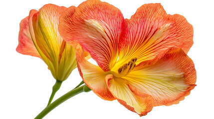 Orange and Yellow Alstroemeria Flowers Isolated on White
