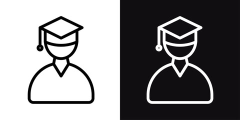 Student vector icon set in black and white color.