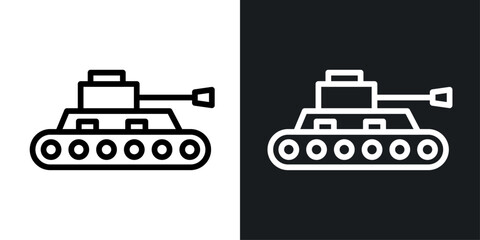 Tank vector icon set in black and white color.