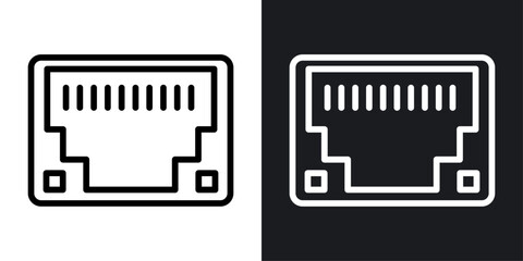 TCP vector icon set in black and white color.