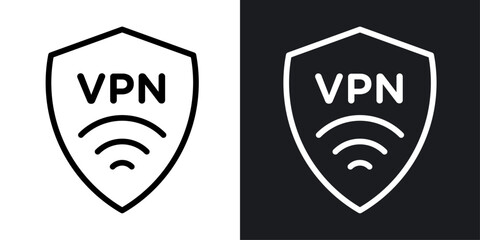 Virtual private network vector icon set in black and white color.