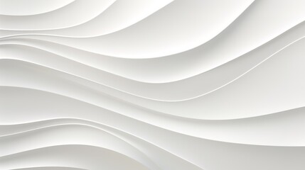 Abstract white wavy background with smooth curves and a subtle 3D effect.