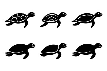 Different style Turtle jumping icons, Set of Turtle icon silhouette vector illustration
