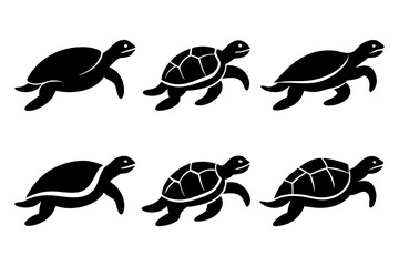 Different style Turtle jumping icons, Set of Turtle icon silhouette vector illustration
