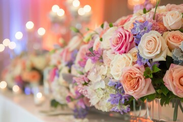 Beautiful flowers on the decoration table