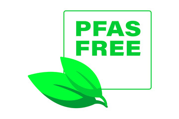 A set of PFAS Free badges in various designs with leaf motifs, indicating chemical free and environmentally safe products. PNG BACKGROUND