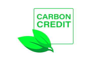 Environmentally conscious labels in green with Carbon Credit text and a leaf symbol, green eco label, PNG BACKGROUND