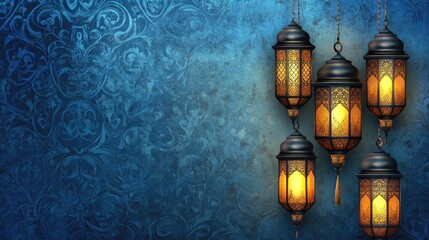 Ramadan Kareem Islamic backgrounds adorned with lanterns