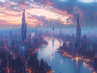 Fototapeta premium sunset in hong kong