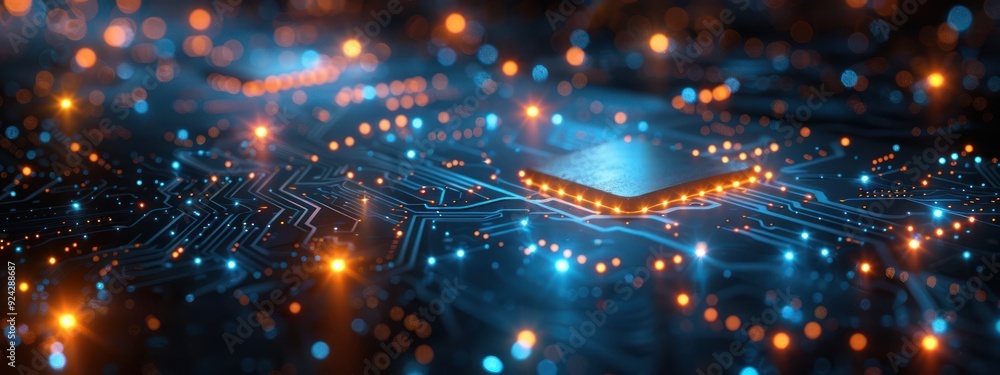 Poster circuit board with glowing processor