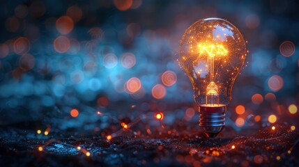 Illuminated Idea with Sparkles