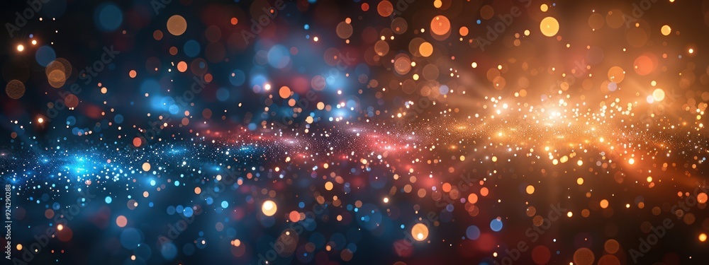 Poster abstract bokeh background with warm and cool colors