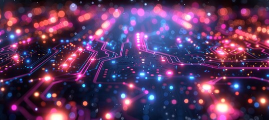 Obraz premium Abstract Circuitry with Glowing Lights