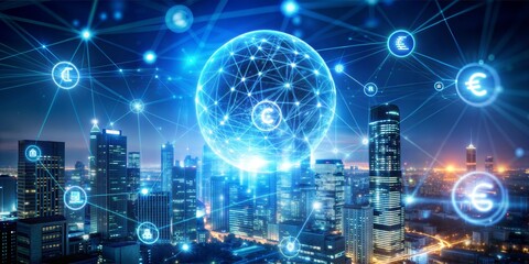 Fototapeta premium 6g technology concept in the world of business, hologram, high speed internet network technology for Chatbot AI, Innovation futuristic technology, edge computing, Chat with AI (Artificial Intelligence
