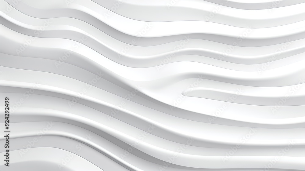 Wall mural abstract white wavy background, modern, sleek design.