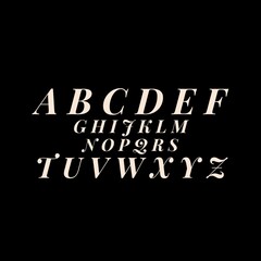 Obraz premium Alphabet design with a black background. Alphabet calligraphy with beautiful styles. Graphic Designs of alphabets.