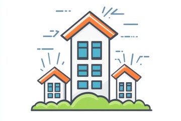 Fototapeta premium Colorful illustration of a house with energetic beams symbolizing home efficiency and vibrant living