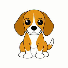 Beagle begging isolated on white, beagle begging vector illustration, animal vector art, Dog silhouette,  dog vector icon, dog cartoon line art, eps
