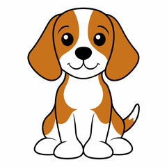 Beagle begging isolated on white, beagle begging vector illustration, animal vector art, Dog silhouette,  dog vector icon, dog cartoon line art, eps