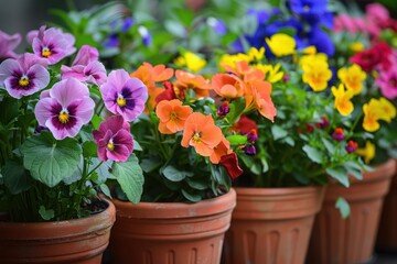 flowers,Colorful flowers in pots, flower Plastic, flowers in a potted,beautiful flowers