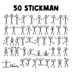 50 stickman set, pictogram, stick figure