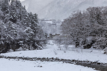 雪に覆われた冬の世界遺産　白川村（白川郷）　岐阜県 © naomi sugitani