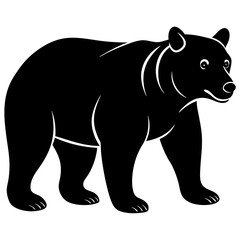 Cute bear isolated on white, bear vector illustration, animal vector art, bear silhouette,  bear vector icon, bear cartoon line art, eps