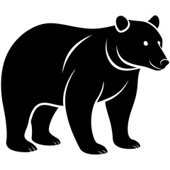 Obraz premium Cute bear isolated on white, bear vector illustration, animal vector art, bear silhouette, bear vector icon, bear cartoon line art, eps