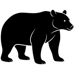 Cute bear isolated on white, bear vector illustration, animal vector art, bear silhouette,  bear vector icon, bear cartoon line art, eps