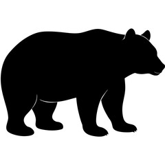 Cute bear isolated on white, bear vector illustration, animal vector art, bear silhouette,  bear vector icon, bear cartoon line art, eps