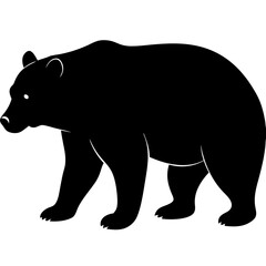 Cute bear isolated on white, bear vector illustration, animal vector art, bear silhouette,  bear vector icon, bear cartoon line art, eps
