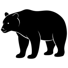 Cute bear isolated on white, bear vector illustration, animal vector art, bear silhouette,  bear vector icon, bear cartoon line art, eps