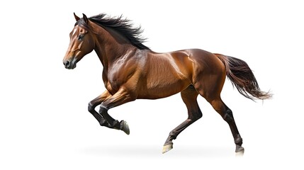 Fototapeta premium running brown horse isolated on white background 