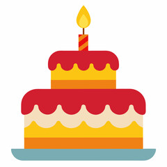 birthday cake with candles isolated on white, birthday cake vector illustration, food vector art, birthday cake with candles silhouette,  cake vector icon, cake cartoon line art, eps