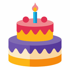 birthday cake with candles isolated on white, birthday cake vector illustration, food vector art, birthday cake with candles silhouette,  cake vector icon, cake cartoon line art, eps