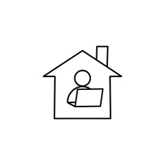 People icon with laptops at home. Work at home icon. simple design editable. Design template vector