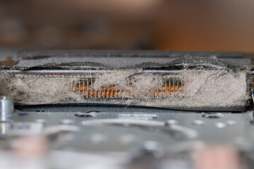 Dirty and dusty heat sink on a computer cooling system