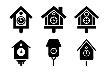 Set of clocks logo icons silhouette vector art illustration
