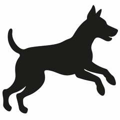 black dog isolated on white, dog vector illustration, animal vector art, dog silhouette, dog vector icon, dog jumping cartoon line art, eps