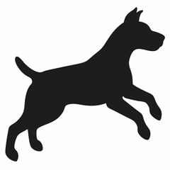 black dog isolated on white, dog vector illustration, animal vector art, dog silhouette, dog vector icon, dog jumping cartoon line art, eps