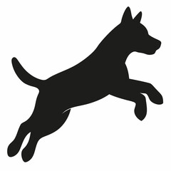 black dog isolated on white, dog vector illustration, animal vector art, dog silhouette, dog vector icon, dog jumping cartoon line art, eps