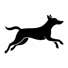 black dog isolated on white, dog vector illustration, animal vector art, dog silhouette, dog vector icon, dog jumping cartoon line art, eps